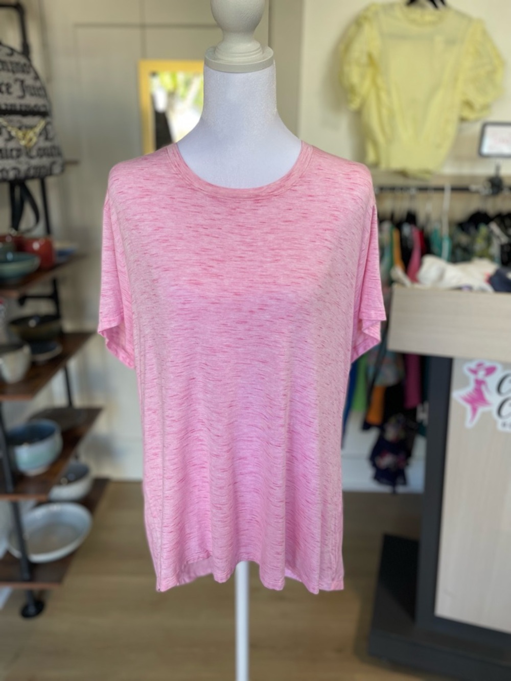 Avia Pink Heathered Short Sleeve Crewneck Top